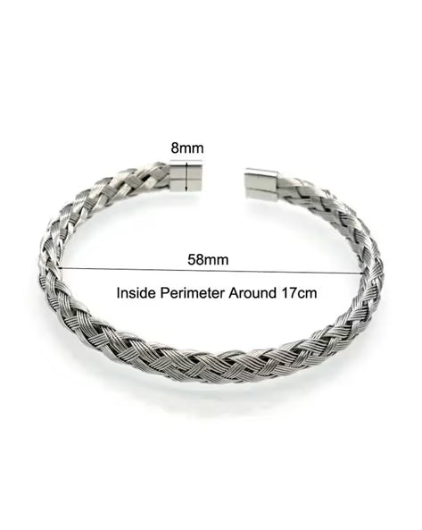 Crosslink Open Cuff Bracelet - Silver for Men