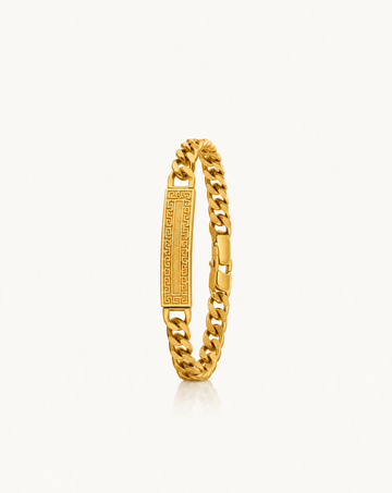 Premium Gold Greek Key Cuban Link Bracelet