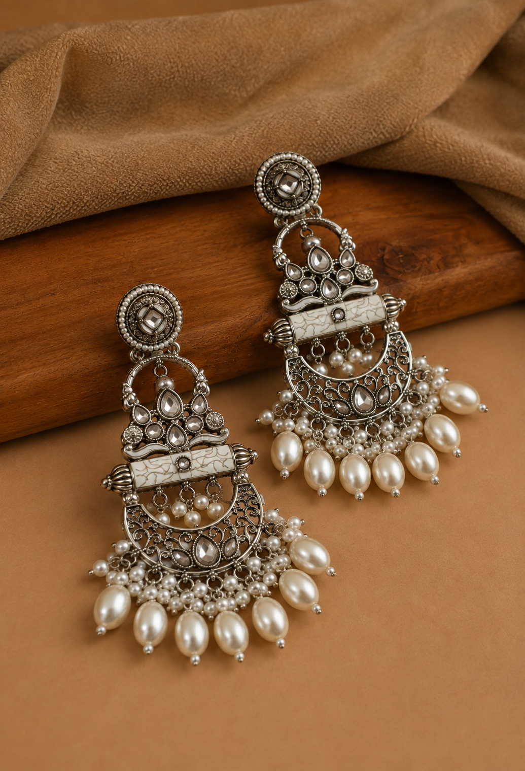 Royal Pearl Chandbali Earrings