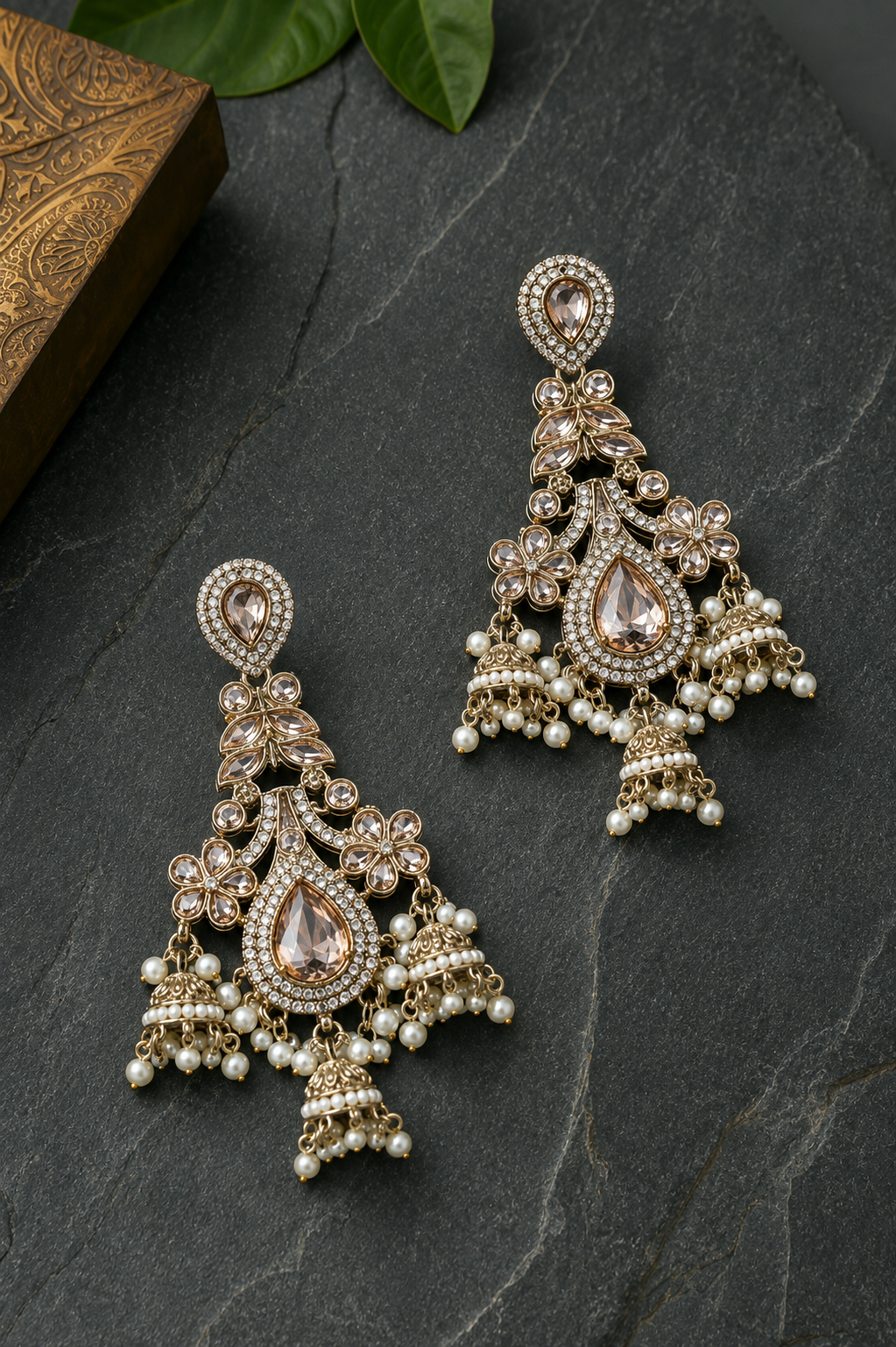 Elegant Kundan Pearl Drop Earrings