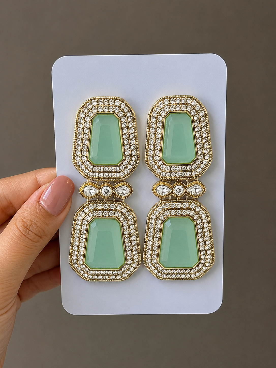 Emerald Green Kundan Statement Earrings