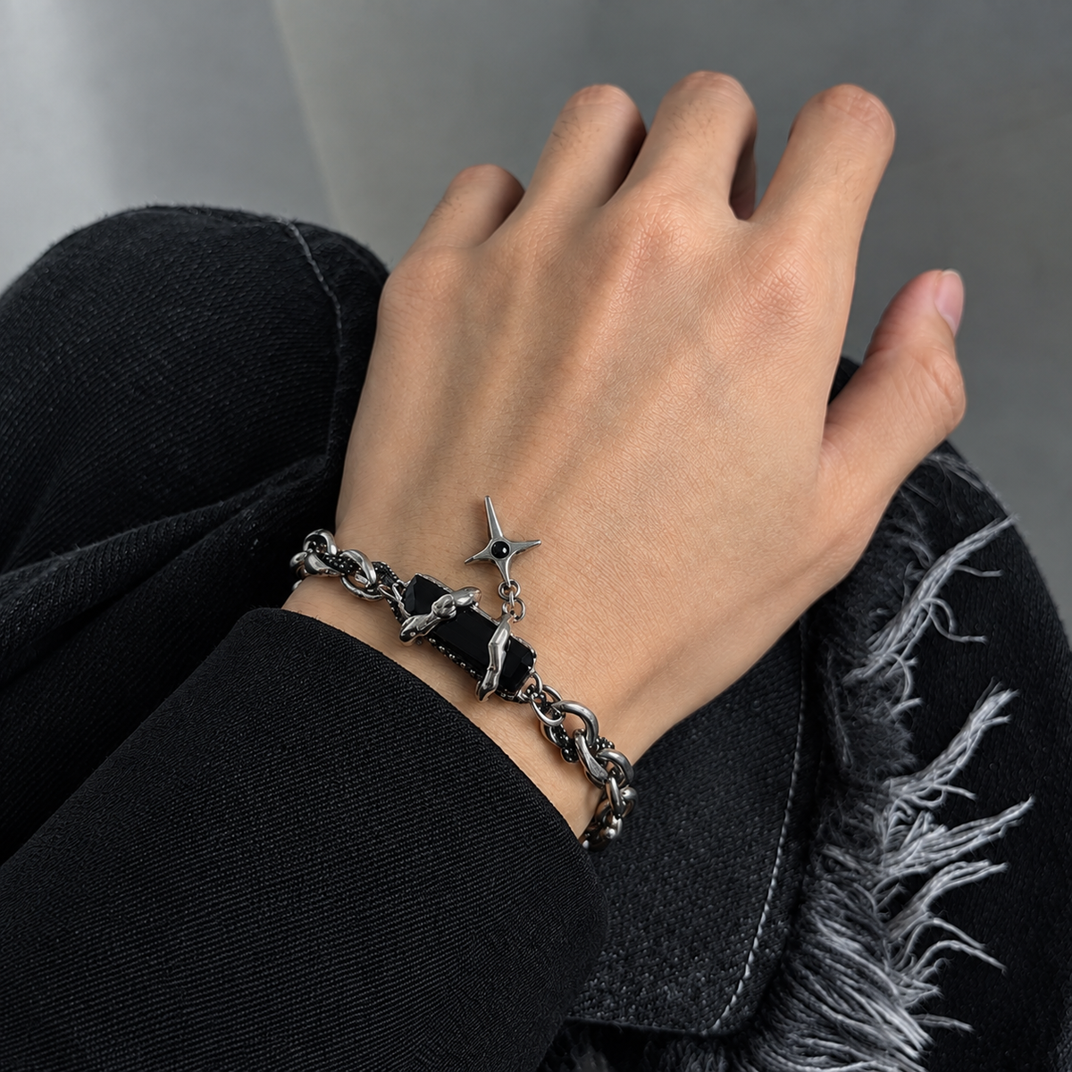 Silver Cross Charm Chain Bracelet