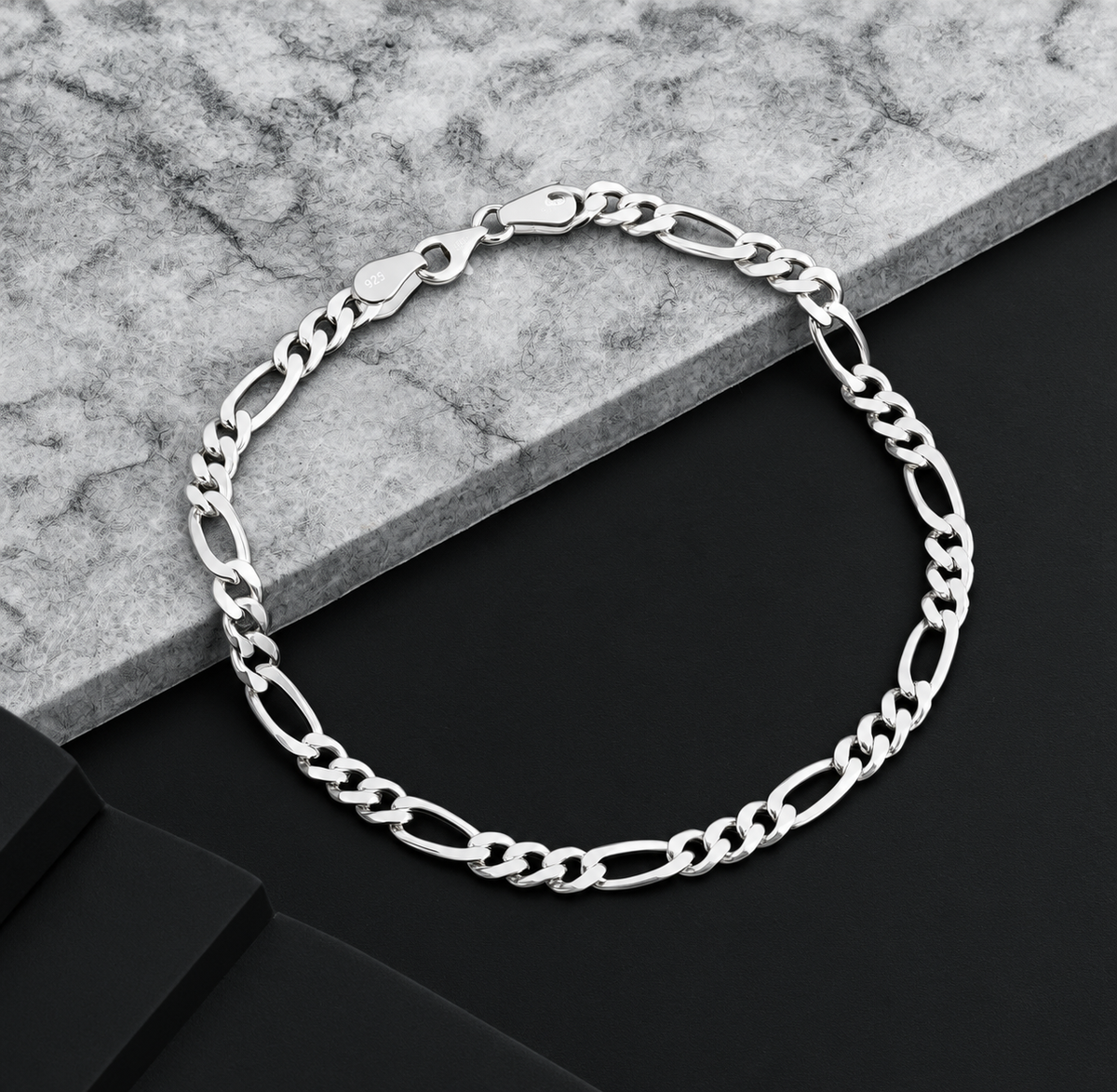 Silver Figaro Chain Bracelet
