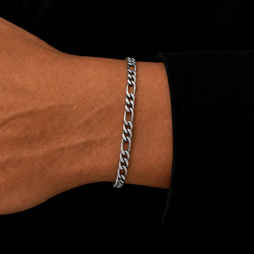 Silver Figaro Chain Bracelet