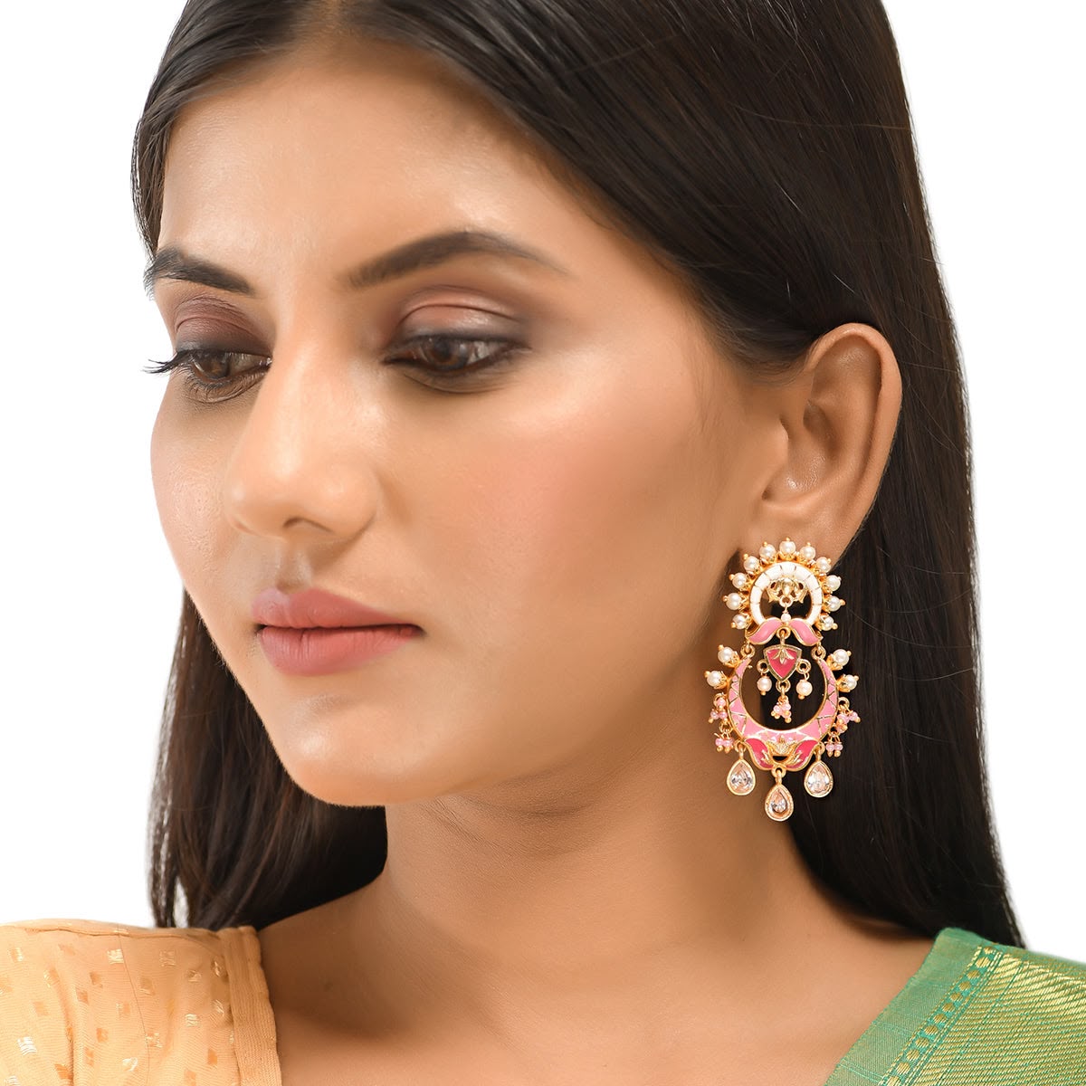 Pearls and Kundan Adorned Gold Plated Earrings