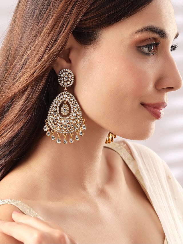 Kundan Studded Handcrafted Chandelier Earrings
