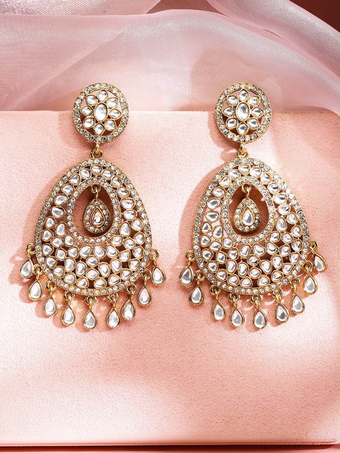 Kundan Studded Handcrafted Chandelier Earrings
