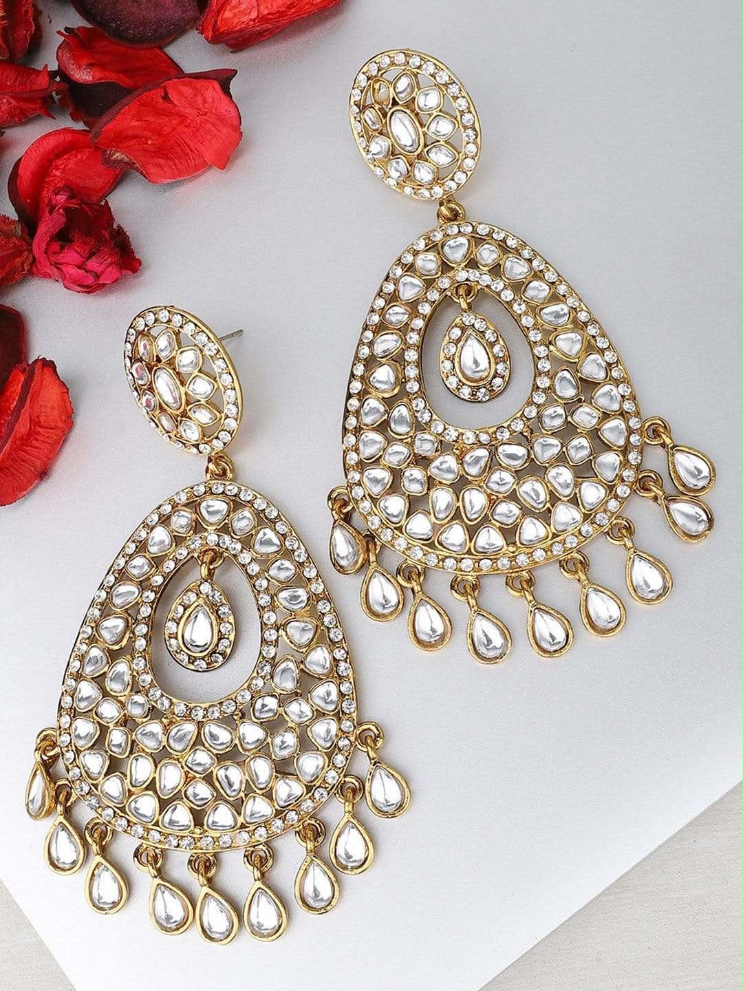 Kundan Studded Handcrafted Chandelier Earrings