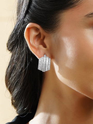 AD Embellished Curved Statement Stud Earrings