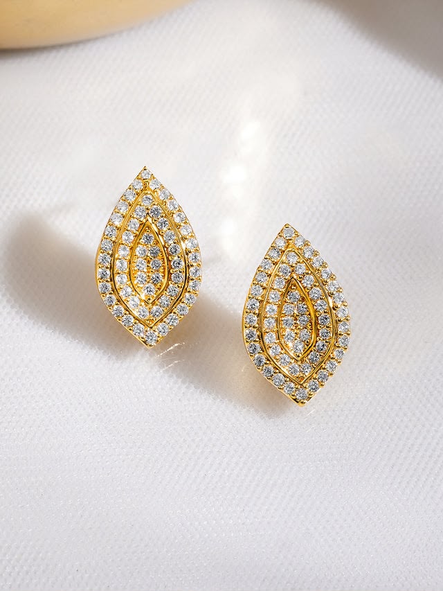 Leaf Crystal AD Stud Earrings