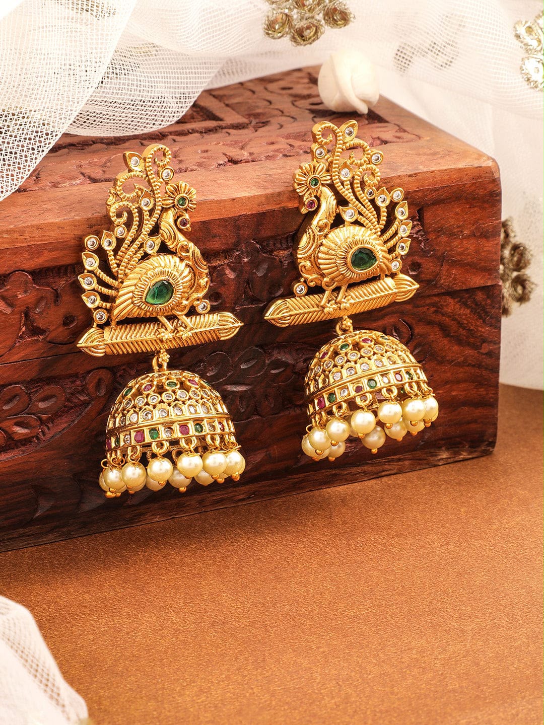 Emerald Bloom Heritage Temple Earrings