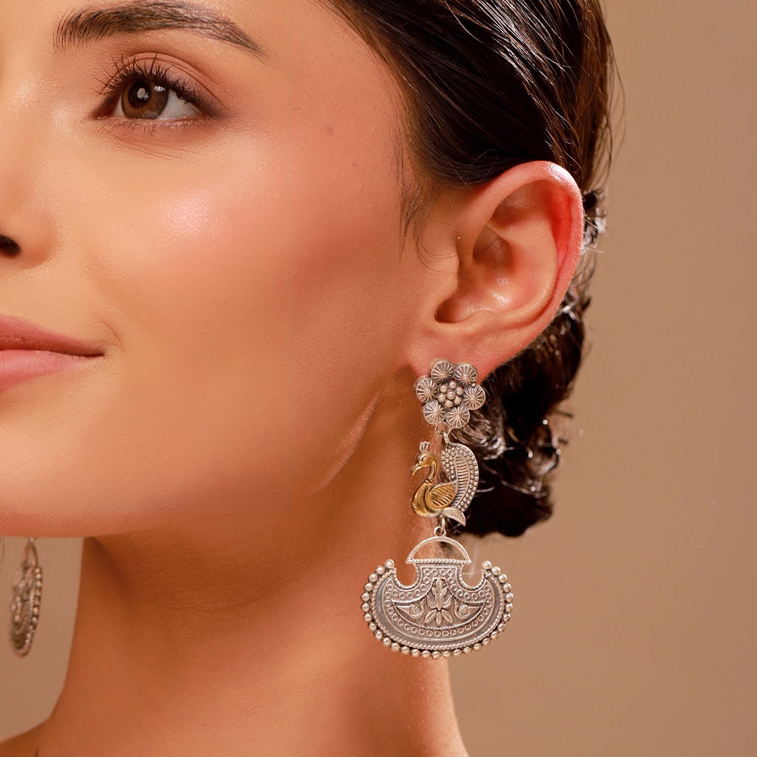 Mor Dual Tone Dangler Earrings