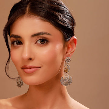 Mor Dual Tone Dangler Earrings