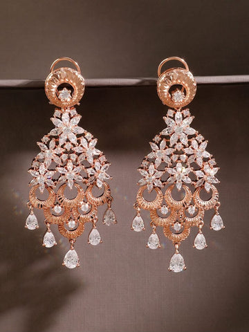 Rose Gold White Cubic Zirconia Earrings