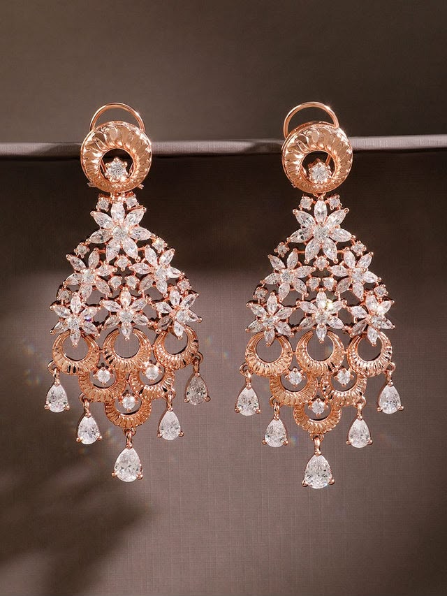 Rose Gold White Cubic Zirconia Earrings
