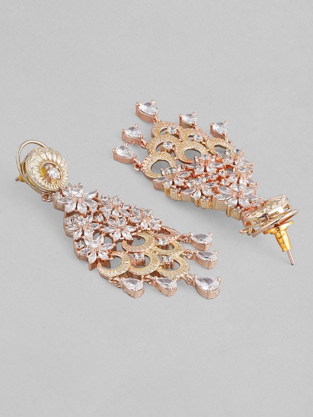 Rose Gold White Cubic Zirconia Earrings