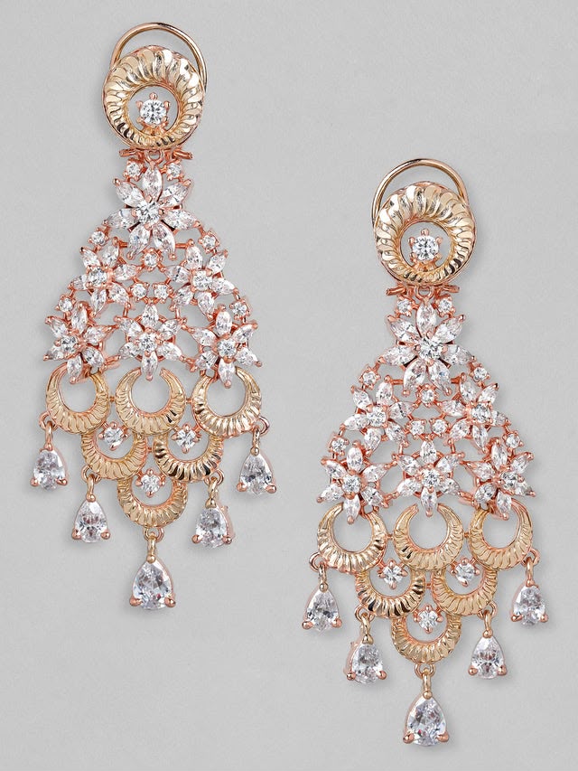 Rose Gold White Cubic Zirconia Earrings
