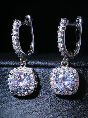 Silver Plated American Diamond Ice Cut Drop Earrings