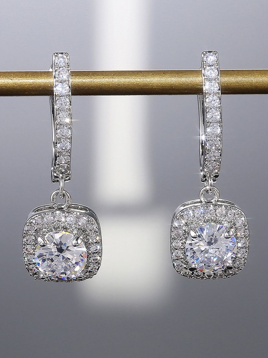 Silver Plated American Diamond Ice Cut Drop Earrings