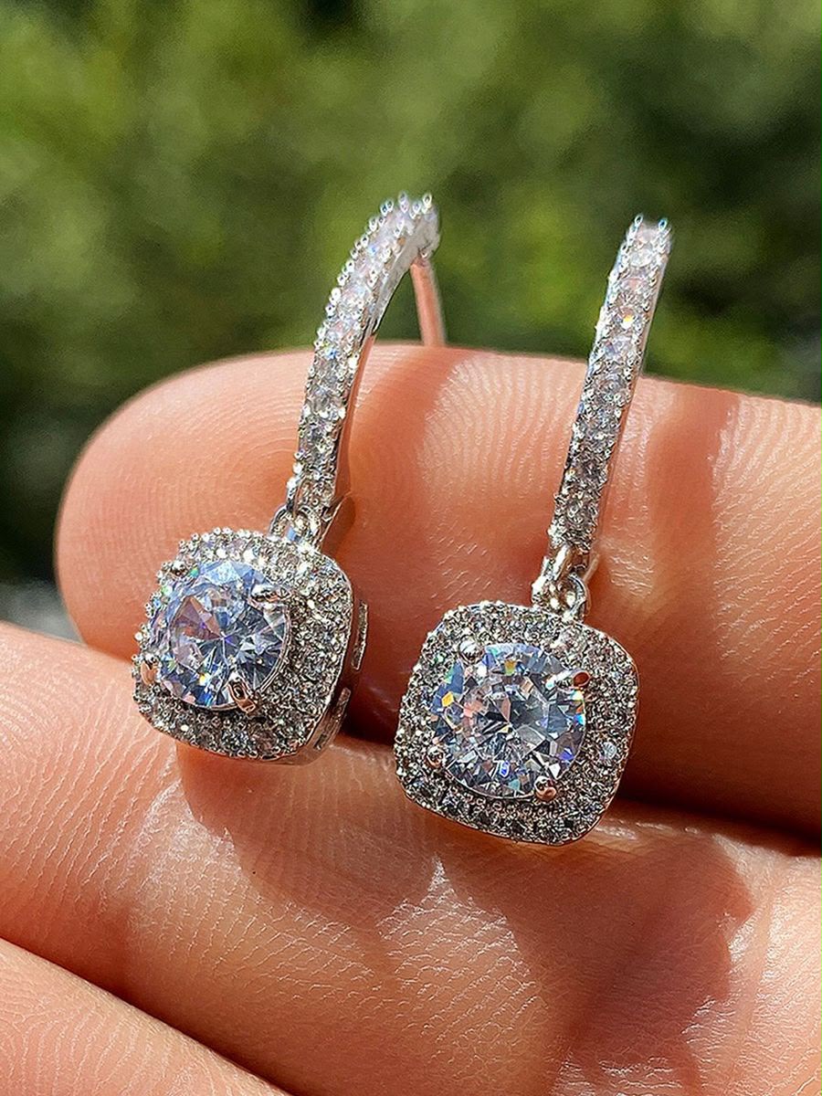 Silver Plated American Diamond Ice Cut Drop Earrings