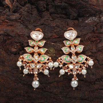 Meenakari Polki Designer Earrings