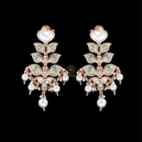 Meenakari Polki Designer Earrings