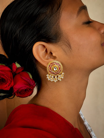 Meenakari Round Shape Stud Earring