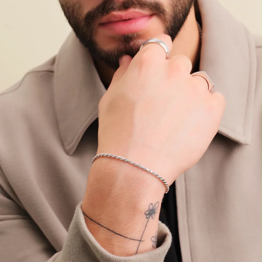 Rope Silver Bracelet For Men