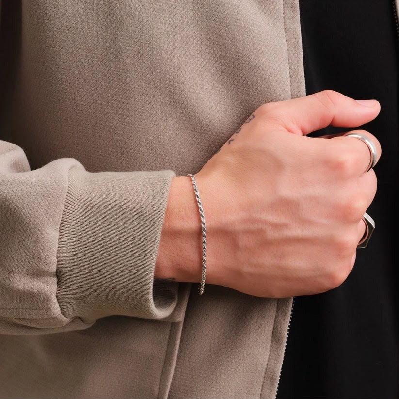 Rope Silver Bracelet For Men