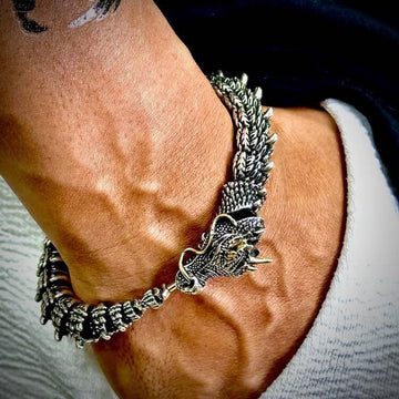 DRAGON GOT silver Bracelet with Hook Buckle for Men