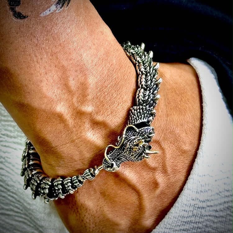 DRAGON GOT silver Bracelet with Hook Buckle for Men