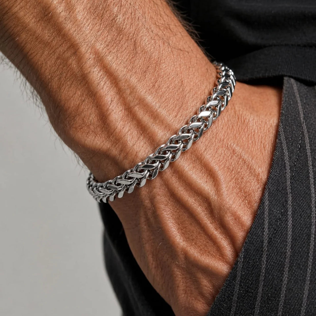 Interwoven Silver Chain Bracelet