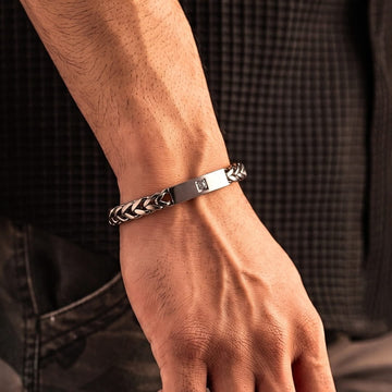 Silver Bracelet with Snap-lock Clasp for Men