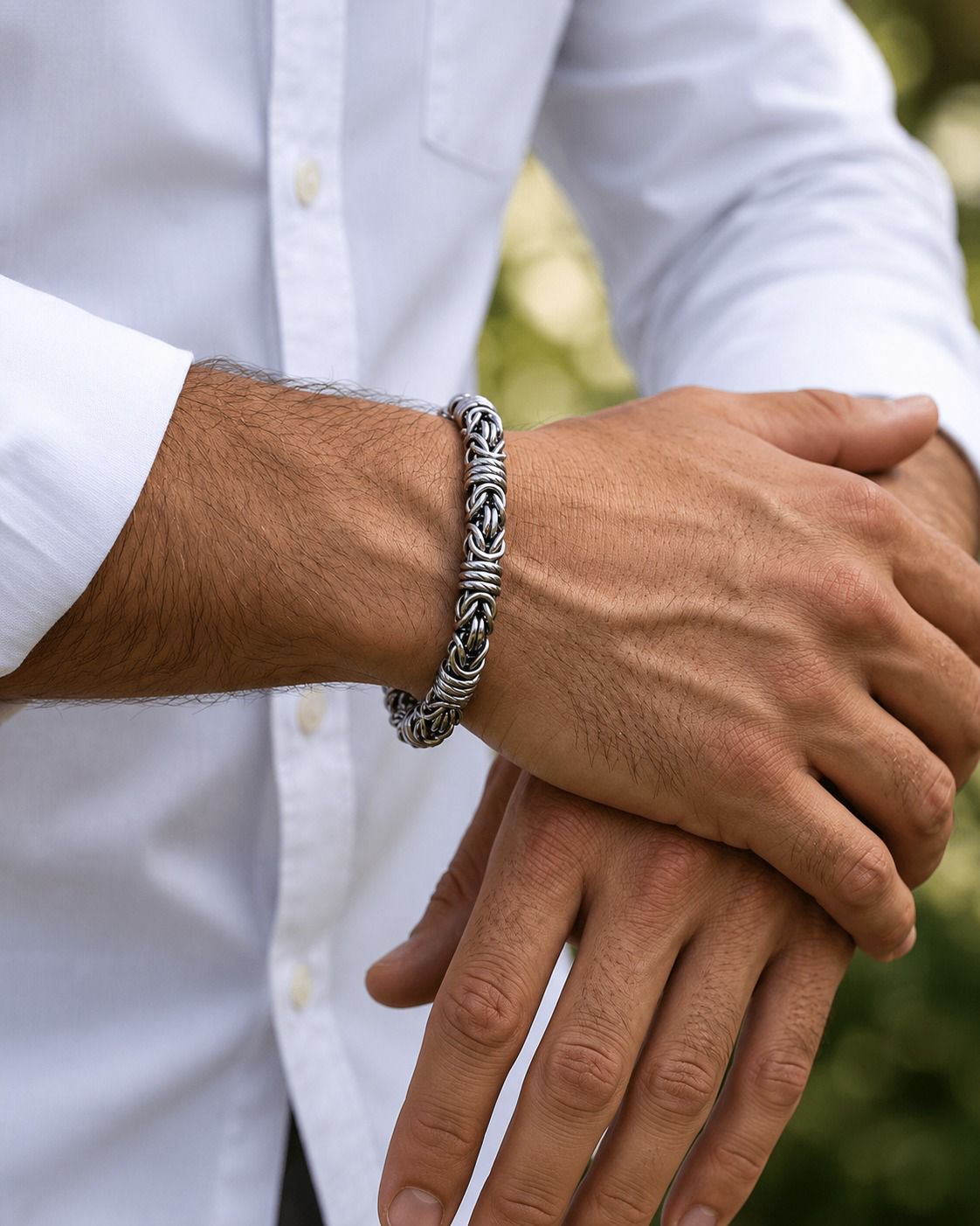 Bold Silver Twisted Link Bracelet