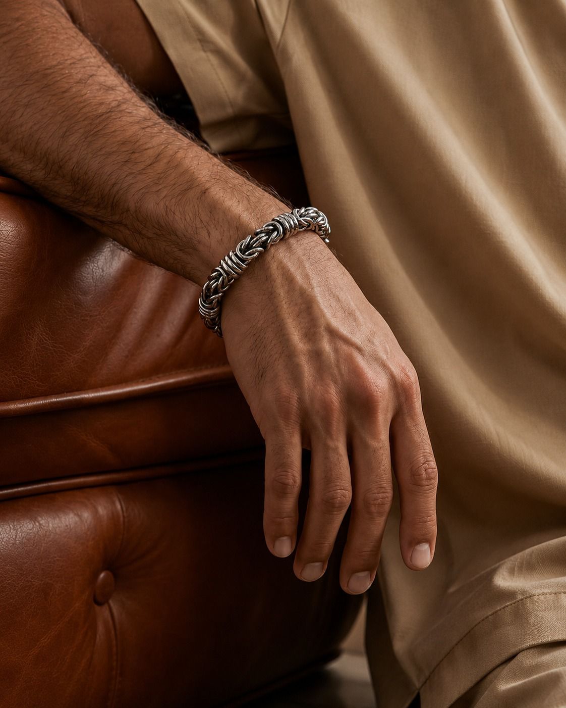 Bold Silver Twisted Link Bracelet