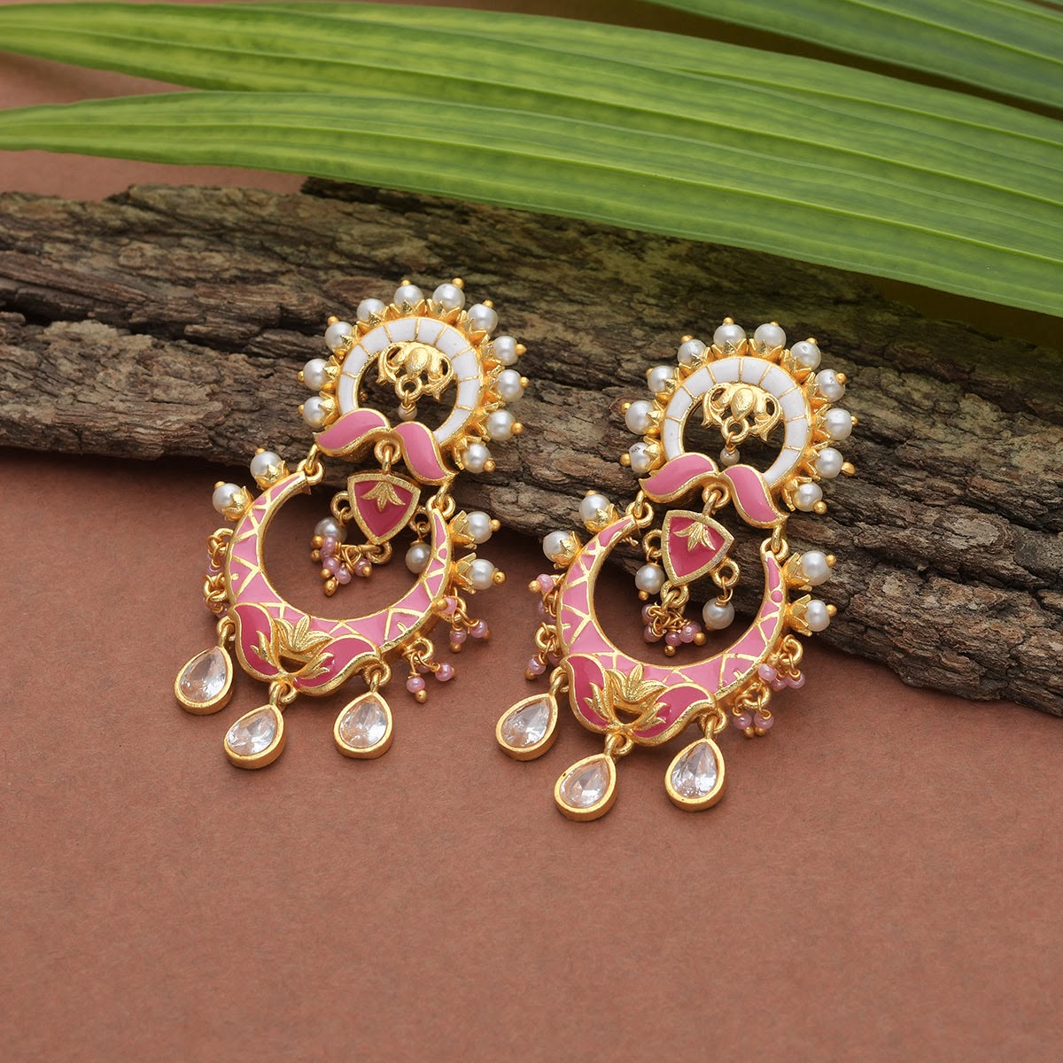 Pearls and Kundan Adorned Gold Plated Earrings