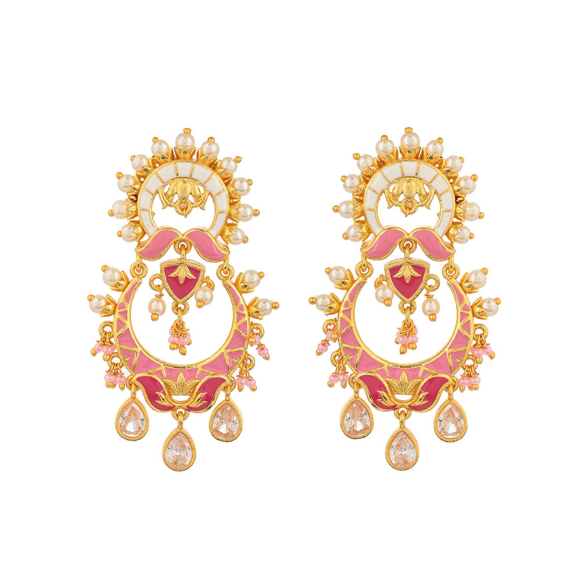 Pearls and Kundan Adorned Gold Plated Earrings