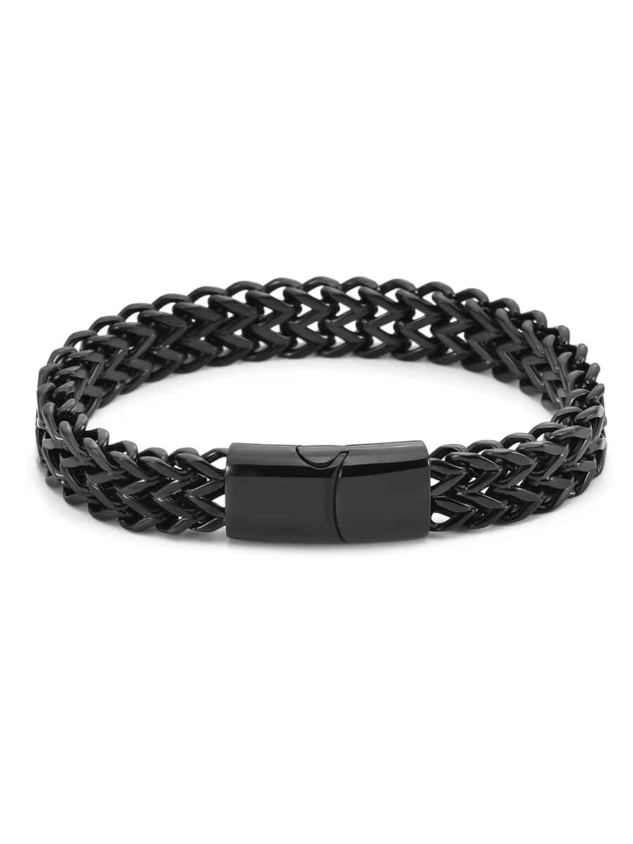 Bold Silver & Black Statement Chain Bracelet