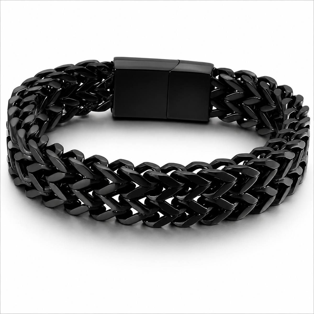Bold Silver & Black Statement Chain Bracelet