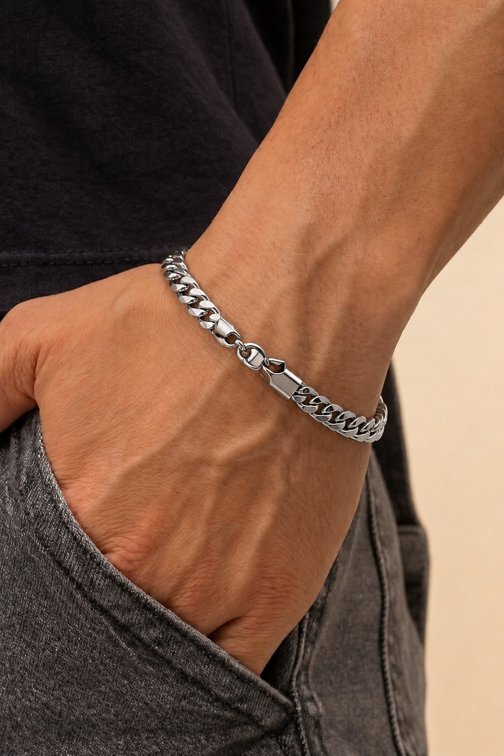 Interwoven Silver Chain Bracelet